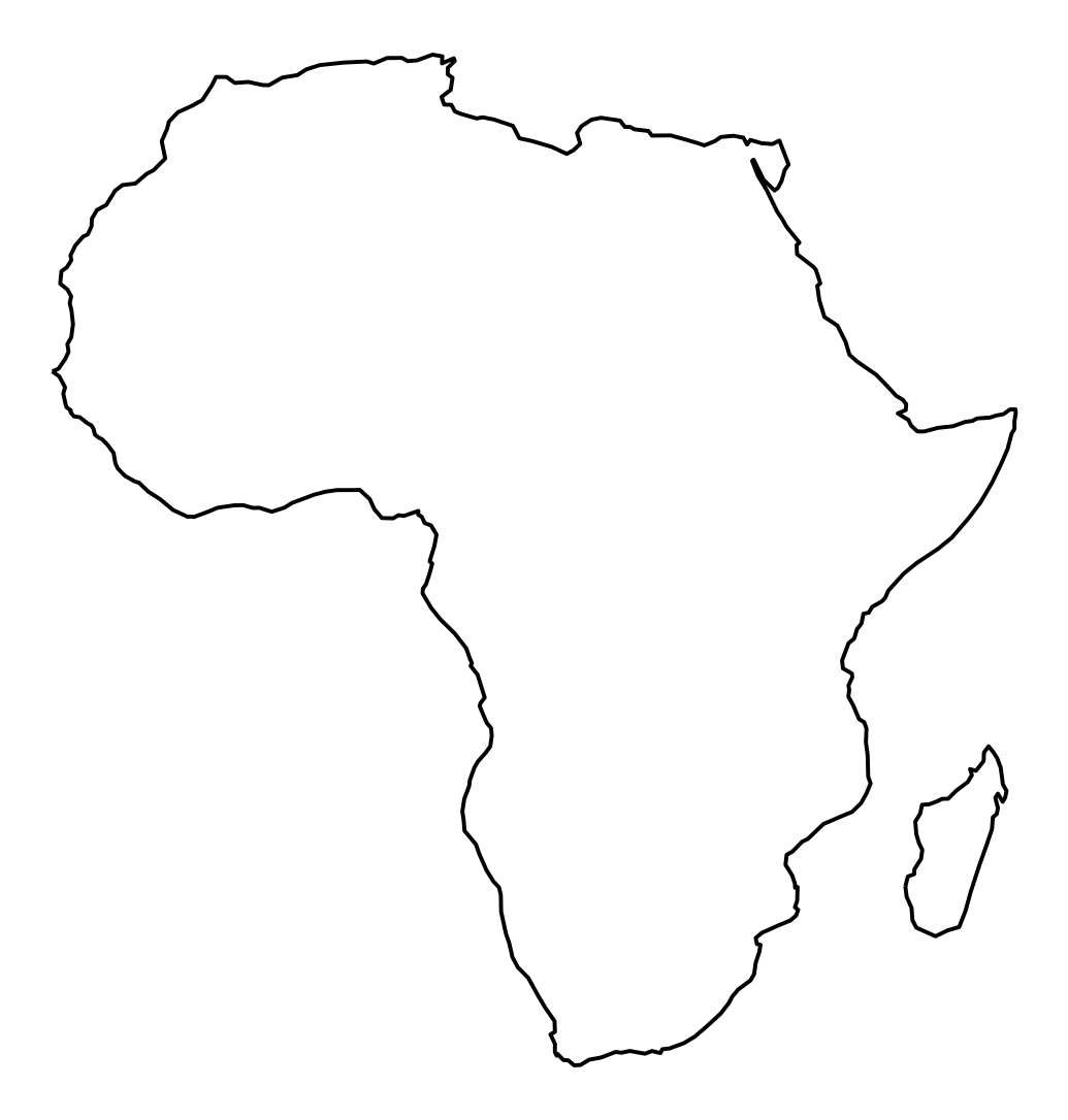 Map of Africa outlined in black